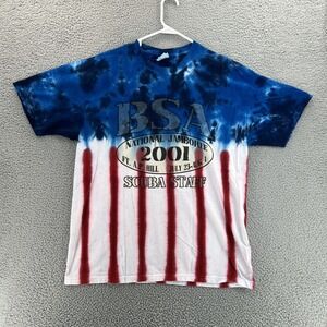 Vintage ANVIL T-Shirt Mens XL Boy Scouts of America 2001 Jamboree Y2K Tie‎ Dye